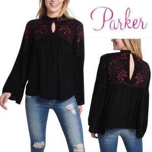 Parker Tahiti Embroidered Boho Bell Sleeve Blouse